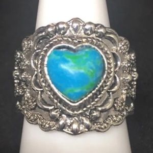 Art Deco Antique Style Turquoise 💝 Heart Ring